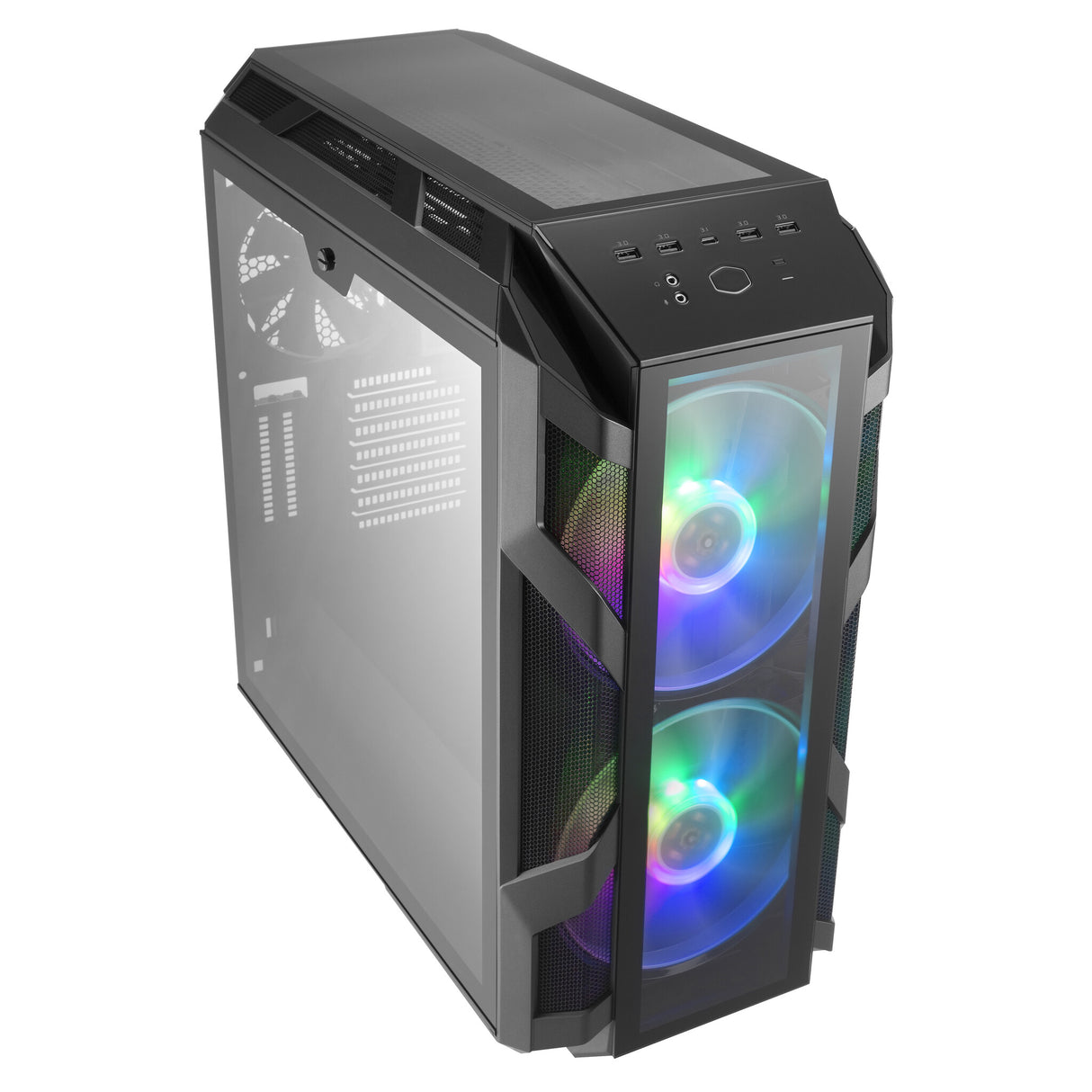 Case MasterCase H500M- 2USB3-Audio I&O-2x 2.5"/3.5"-2x 2.5"-2x 200mm ARGB Front Fans 140mm Rear Fan-Radiator Supp.-NO PSU