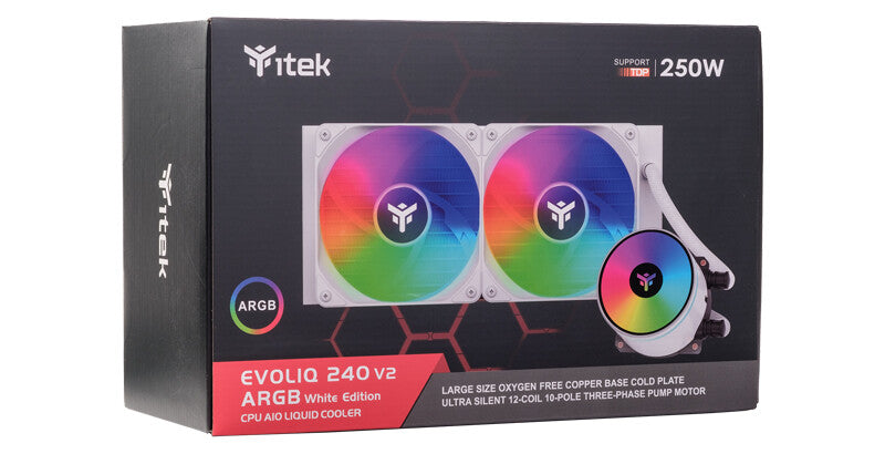EVOLIQ 240 V2 ARGB (White Edition) liquid heatsink - 240mm - universal skt - PWM - ARGB