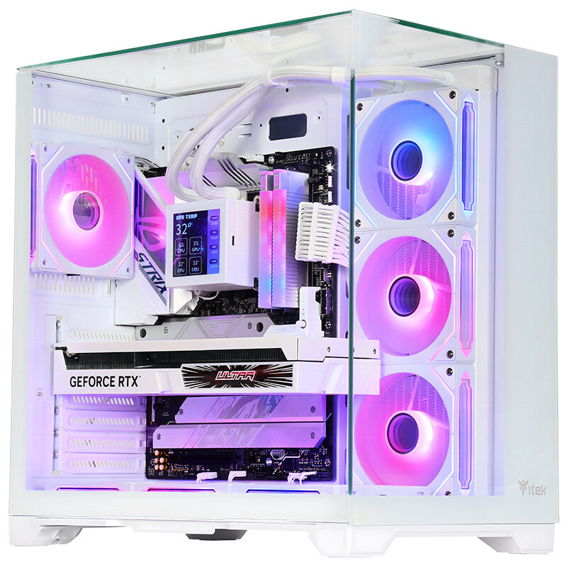 Case DARK CAVE PANO - Gaming Tower- ATX- 4x12cm ARGB fan- 2xUSB3- Type-C- Temp Glass Top- Side & Front Panel- White Edition
