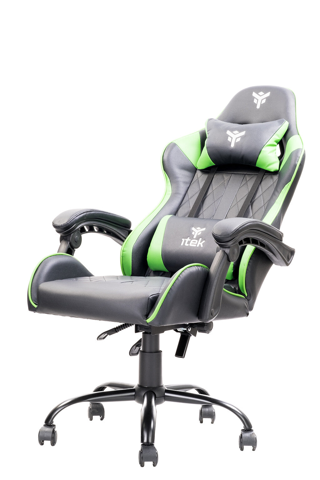 itek Gaming Chair RHOMBUS PF10 - PVC- Doppio Cuscino- Schienale Reclinabile- Nero Verde