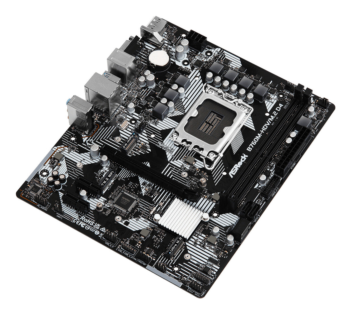 MB Asrock 1700 Intel B760M HDV/M.2 D4- 2xDDR4- 4SATA3- 1xHyper M.2 1xUltra M.2- HDMI DP D-sub mATX