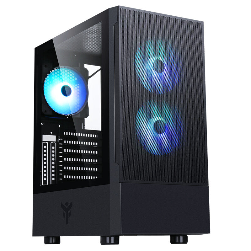 SIISBE 3.0 Case - Gaming Middle Tower- 3x12cm ARGB fan- USB3- Side Panel Temp Glass with hinge