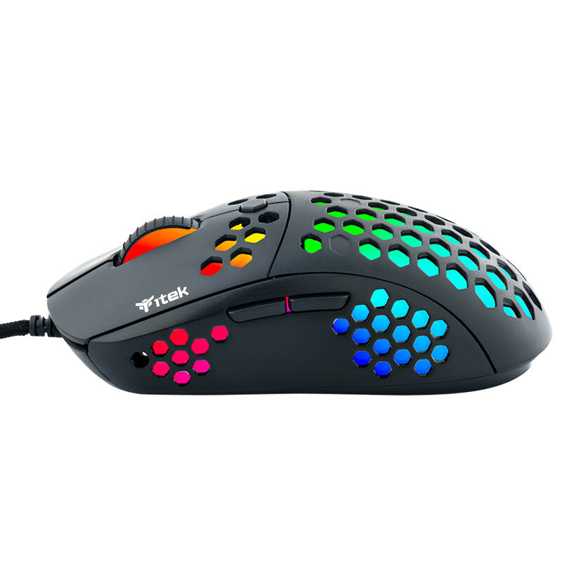 Itek G71 Gaming Mouse - 12000DPI - RGB - Software - P3327 Sensor - ultra light - honeycomb