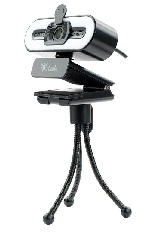 Webcam with Microphone W401L - Full HD - 30FPS - 3 mode LED light - USB - tripod