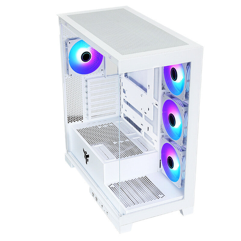 Case SHOWBUI 45W - Gaming Tower- ATX- 4x12cm ARGB fan- 2xUSB3- Type-C- Side & Front Panel Temp Glass- White Edition