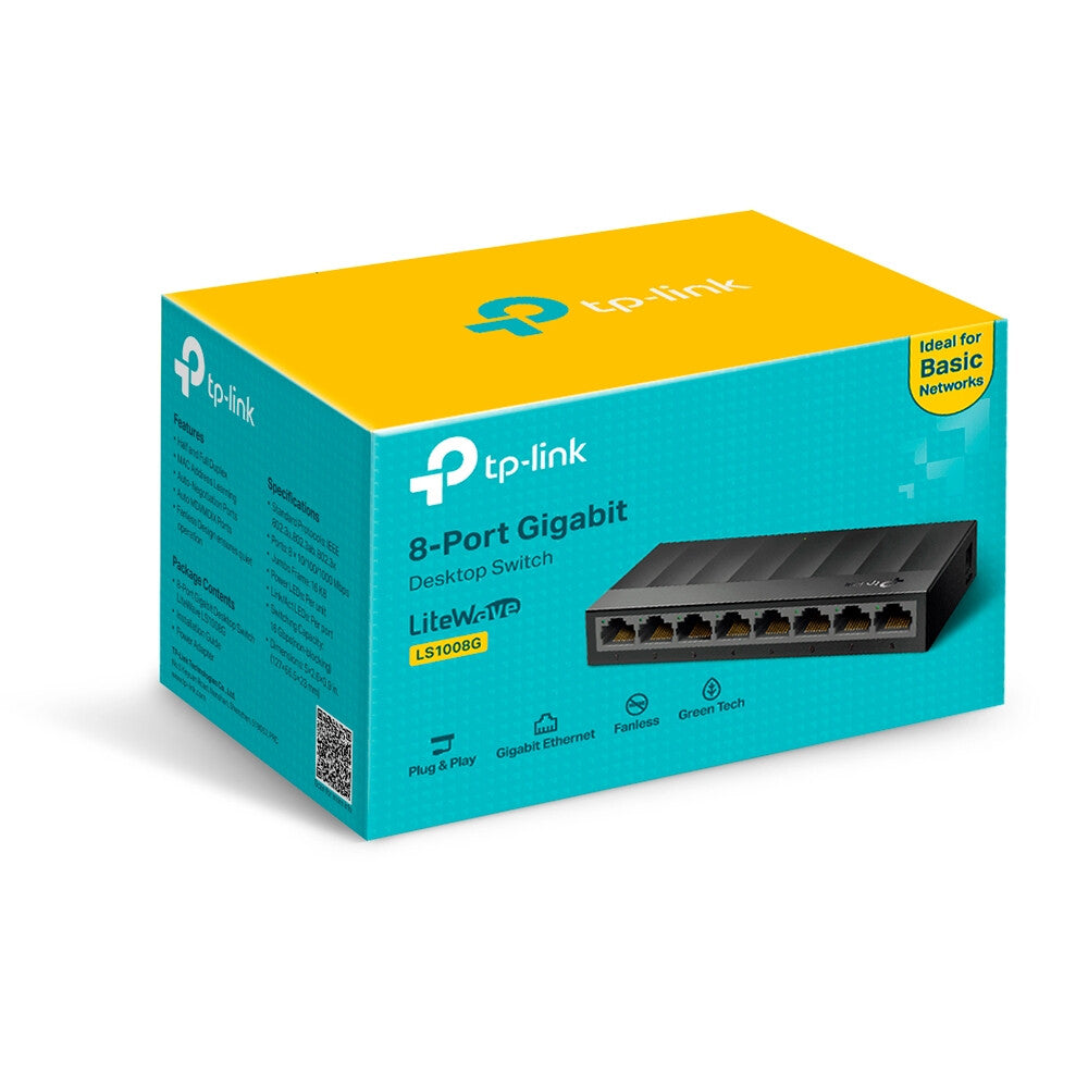 TP-LINK Switch Gigabit LiteWave 8-Port- 8 Gigabit RJ45 Ports- Desktop Plastic Case
