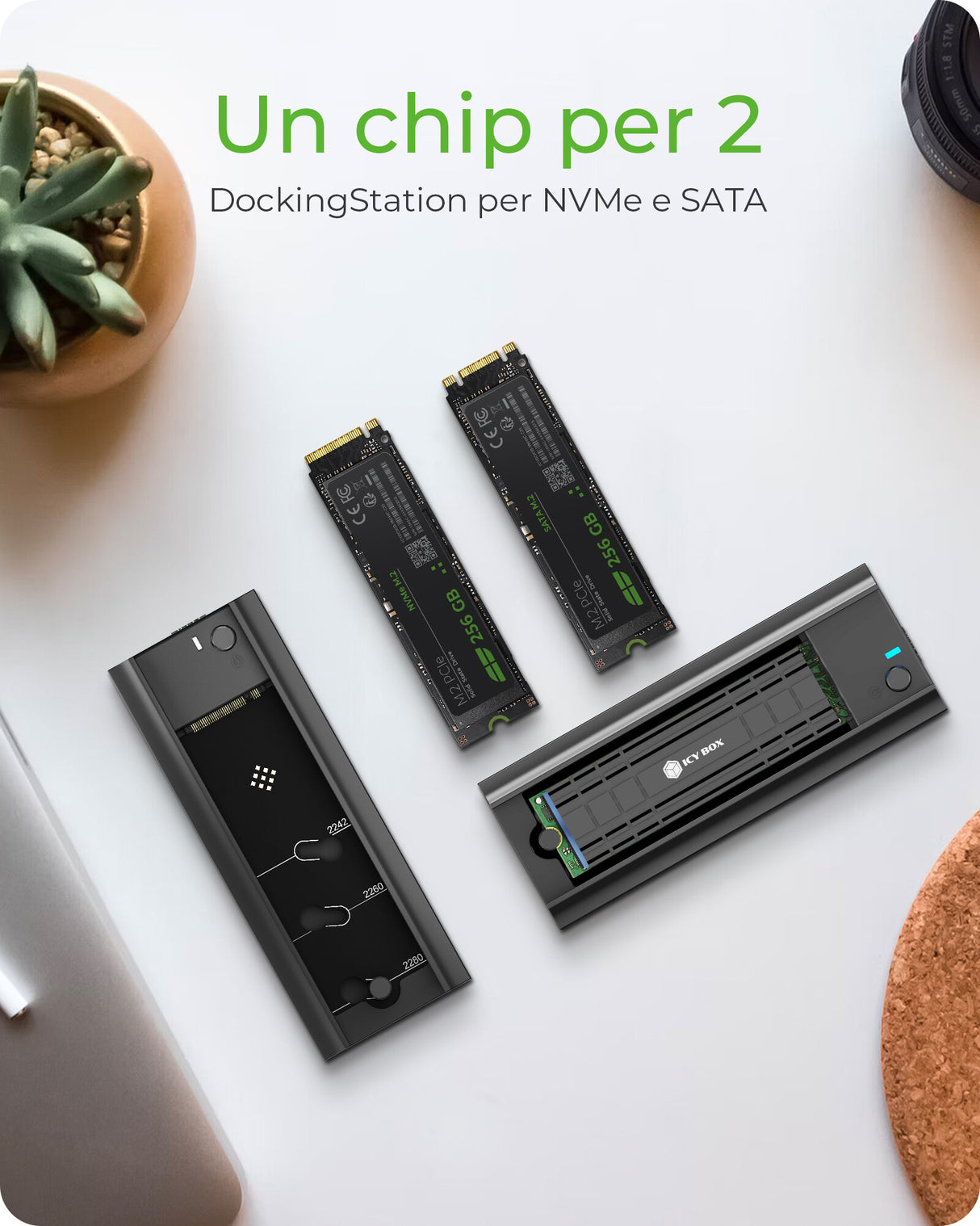 ICY BOX Docking Station per M.2 NVMe & SATA SSD- Type-C Gen2- 10 Gbps
