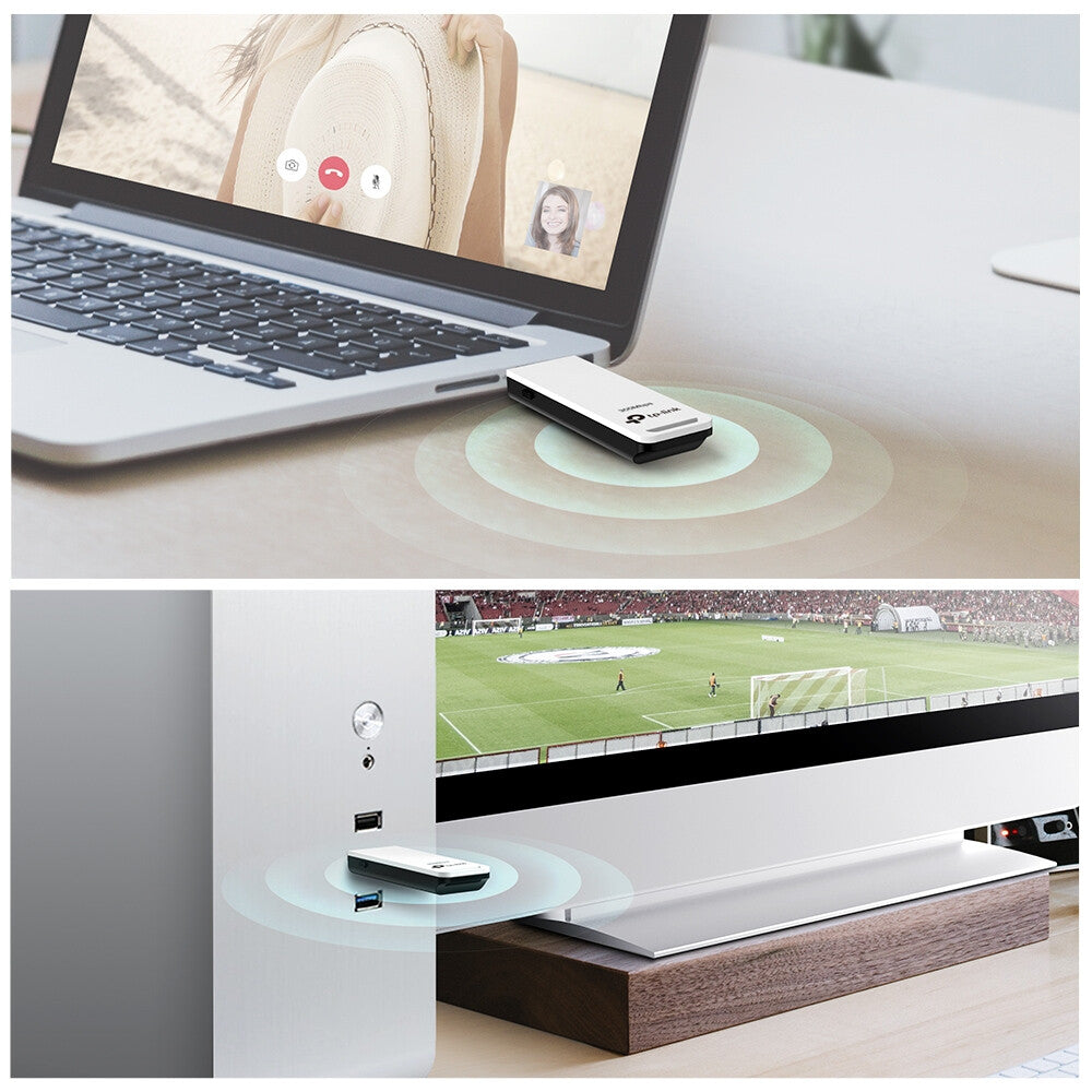 TP-LINK Antenna USB Wi-Fi- 300Mbps- 2T2R- 2.4GHz- 802.11b/g/n- USB 2.0- WPS Button- 2 antenne interne