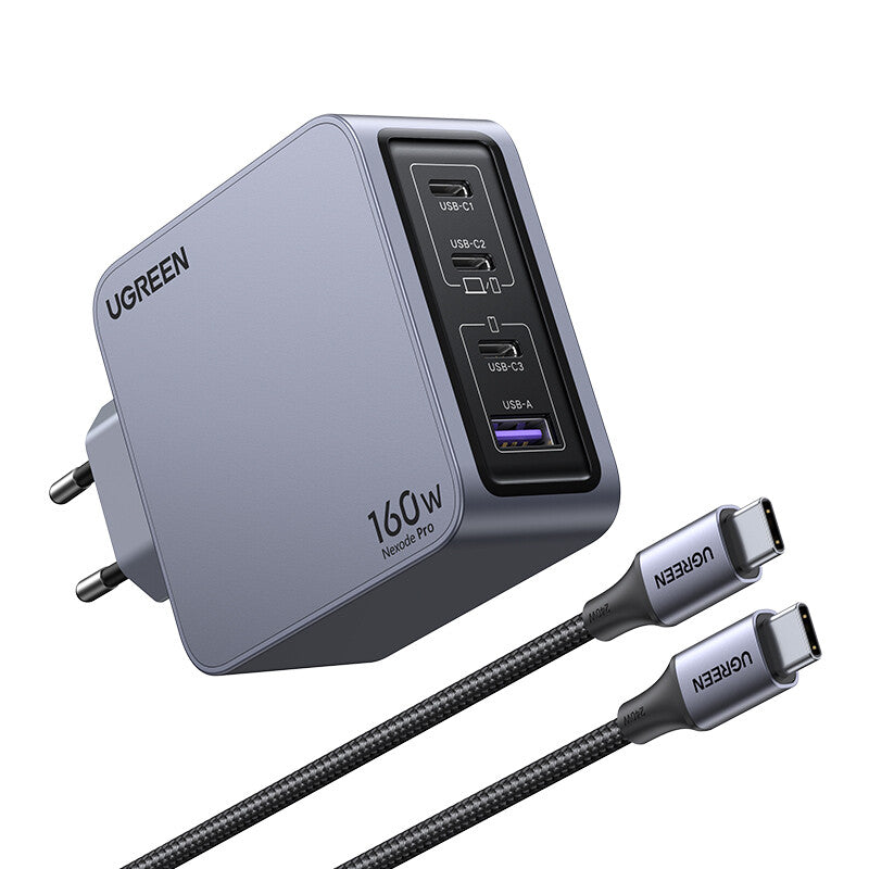 UGREEN Caricatore USB 160W GaN Nexode Pro- 3x Type-C- 1xUSB3 Black