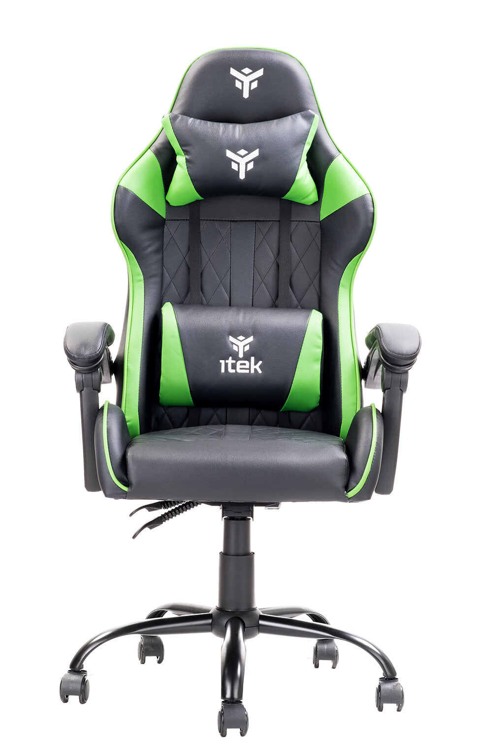 itek Gaming Chair RHOMBUS PF10 - PVC- Doppio Cuscino- Schienale Reclinabile- Nero Verde