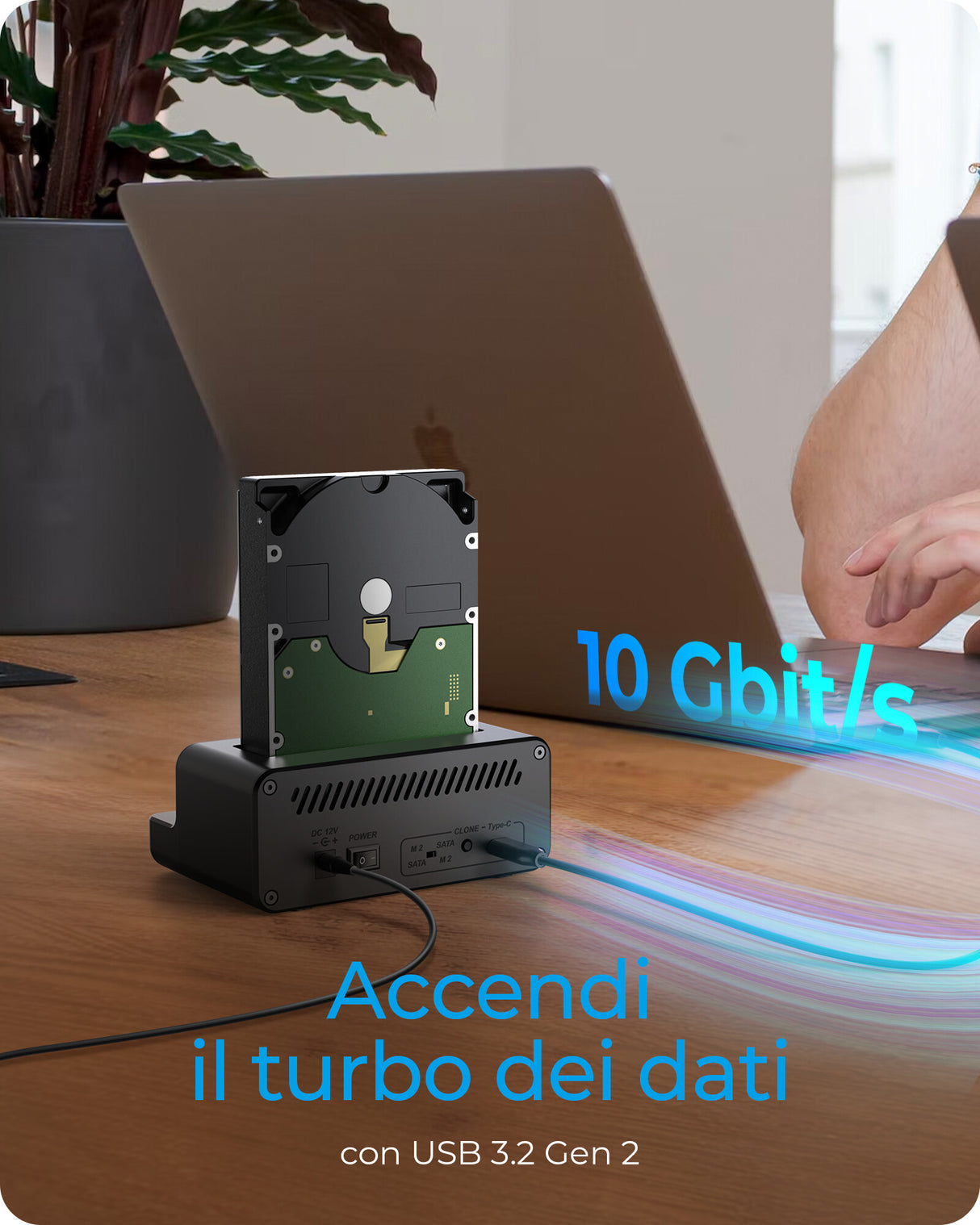 ICY BOX Docking Clone Dual Way- per SSD M.2 NVMe e SSD/HDD SATA da 2. 5"e 3.5" a USB 3.2 Gen2- nero