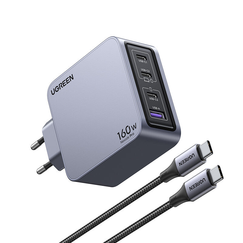 UGREEN Caricatore USB 160W GaN Nexode Pro- 3x Type-C- 1xUSB3 Black