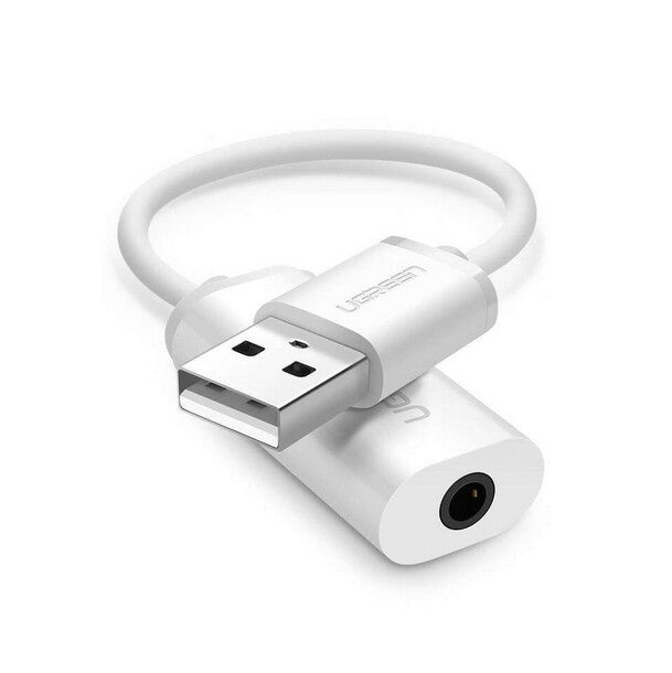 UGREEN Adattatore USB 2.0 a 3-5mm TRRS jack AUX (Cuffie e Microfono)- (White)