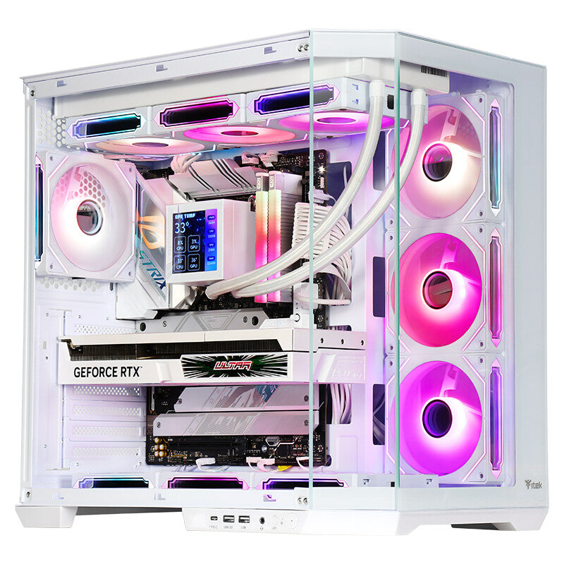 Case DARK CAVE AKU - Gaming Tower- ATX- 4x12cm ARGB fan- USB3- Type-C- Temp Glass Side & Front Panel- White Edition