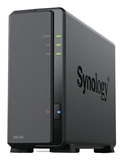 Synology NAS DS124 1-Bay 2.5"/3.5" SSD/HDD- Realtek RTD1619B 1GB D4- 2xUSB3- RJ45
