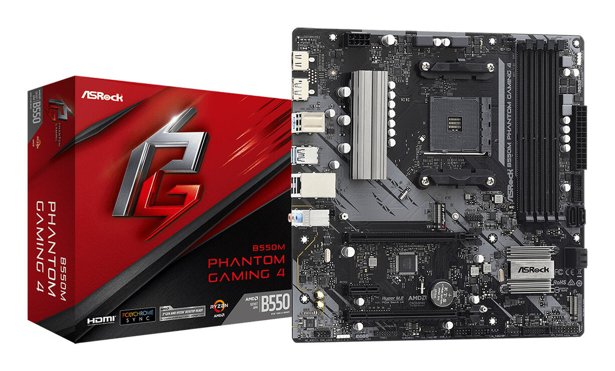 MB Asrock AM4 B550M PHANTOM GAMING 4- 4*DDR4- 4*SATA3- 2*M.2- HDMI- DP- mATX