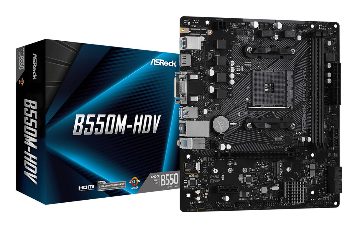MB Asrock AM4 B550M HDV 2x DDR4 6x SATA3 HDMI DVI-D D-SUB M-ATX
