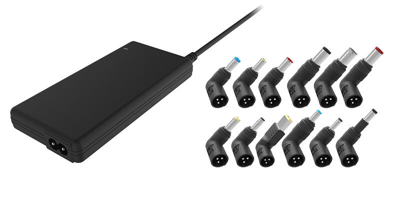 Alimentatore Universale Slim per Notebook 90W con 12 connettori- porta USB 5V1A- 100/240VAC- 9.5/24VDC (Gomma soft-touch)
