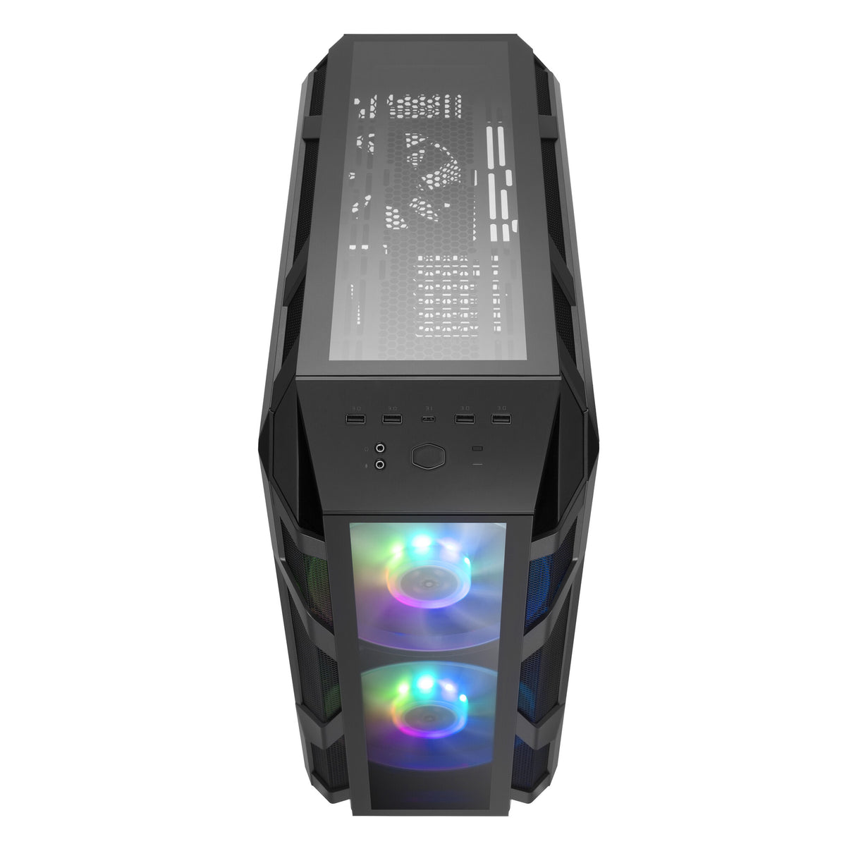 Case MasterCase H500M- 2USB3-Audio I&O-2x 2.5"/3.5"-2x 2.5"-2x 200mm ARGB Front Fans 140mm Rear Fan-Radiator Supp.-NO PSU