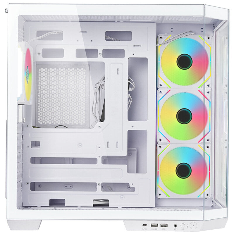 Case DARK CAVE AKU - Gaming Tower- ATX- 4x12cm ARGB fan- USB3- Type-C- Temp Glass Side & Front Panel- White Edition