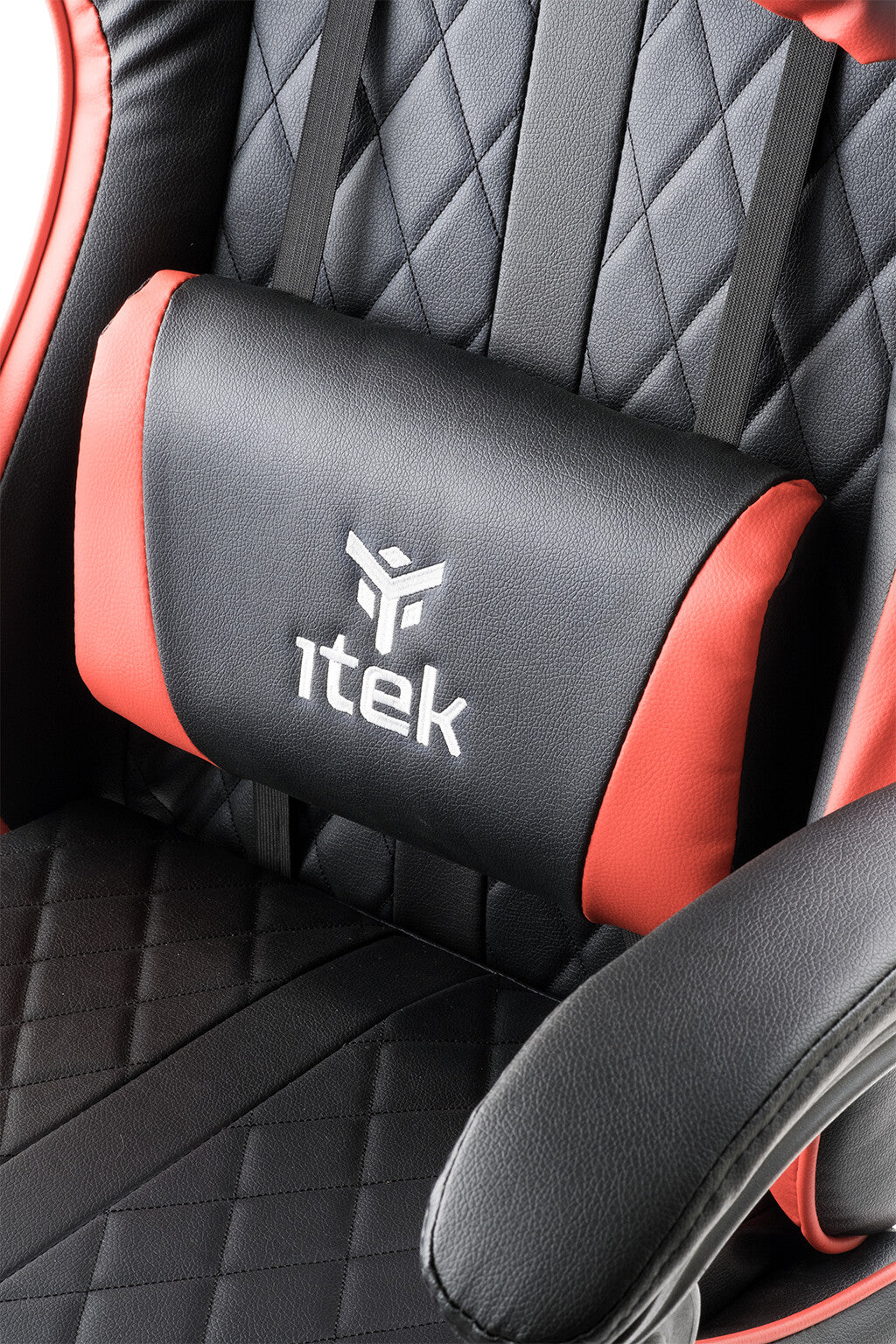itek Gaming Chair RHOMBUS PF10 - PVC - Double Cushion - Reclining Backrest - Black Red