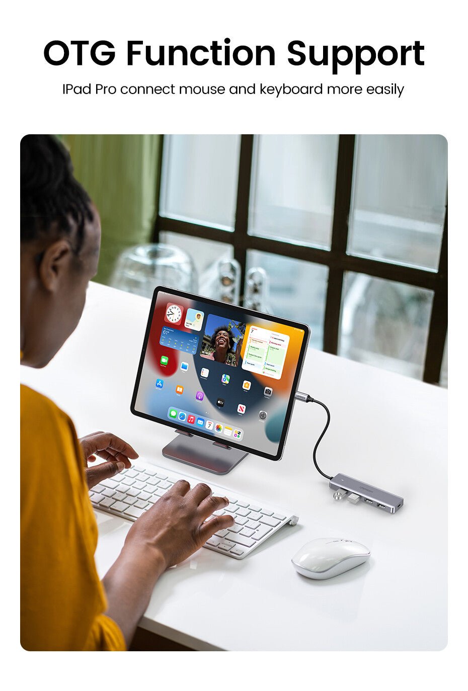 UGREEN HUB USB3.0 - 4 porte USB3.0 e USB-C Power Supply- case ultra slim in metallo