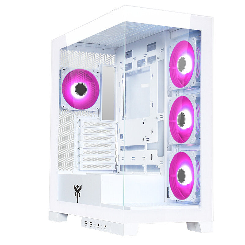 Case SHOWBUI 45W - Gaming Tower- ATX- 4x12cm ARGB fan- 2xUSB3- Type-C- Side & Front Panel Temp Glass- White Edition