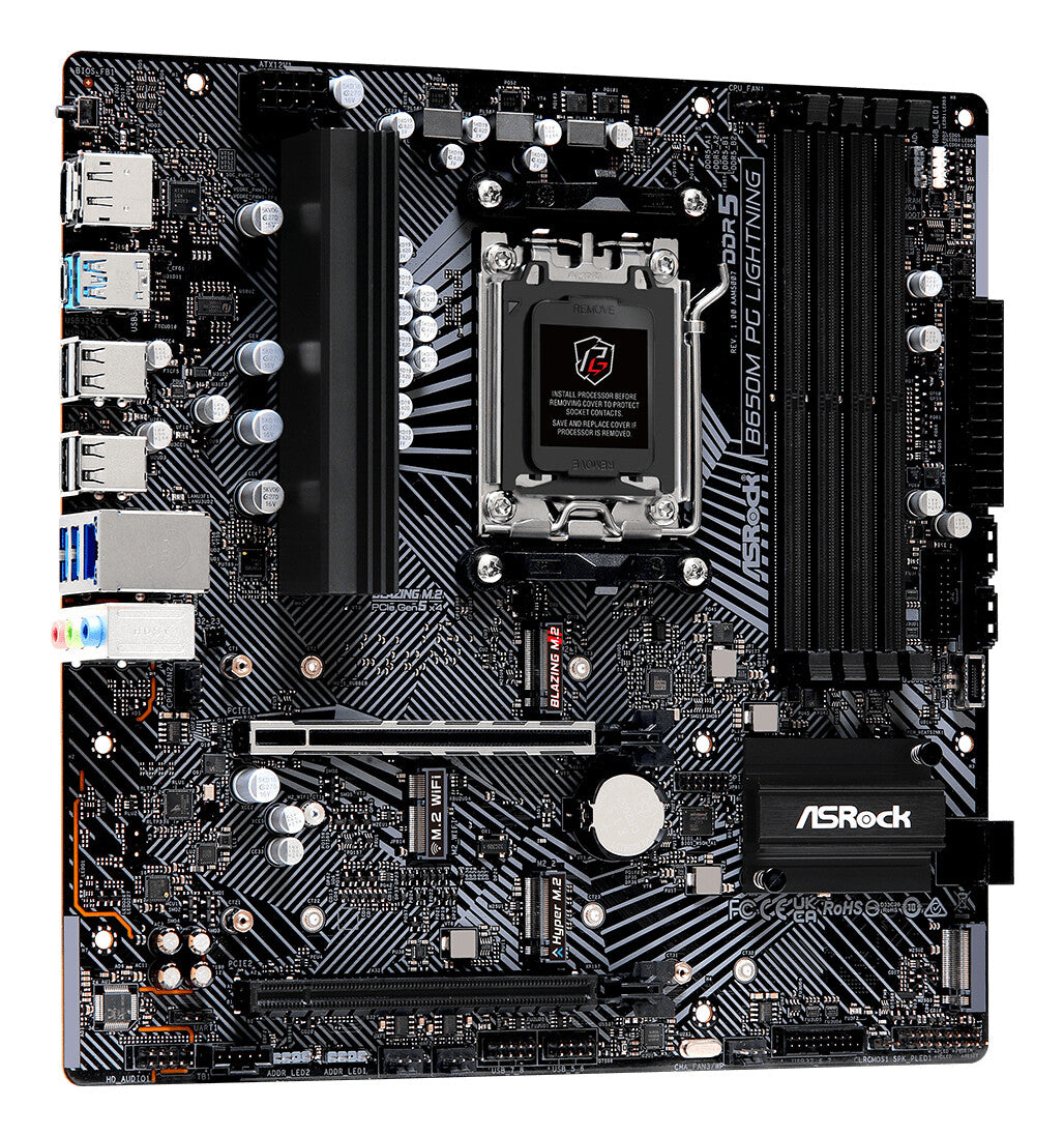 MB Asrock AM5 B650M PG LIGHTNING- 4*DDR5 4*SATA3- 3*M.2- HDMI- DP- mATX
