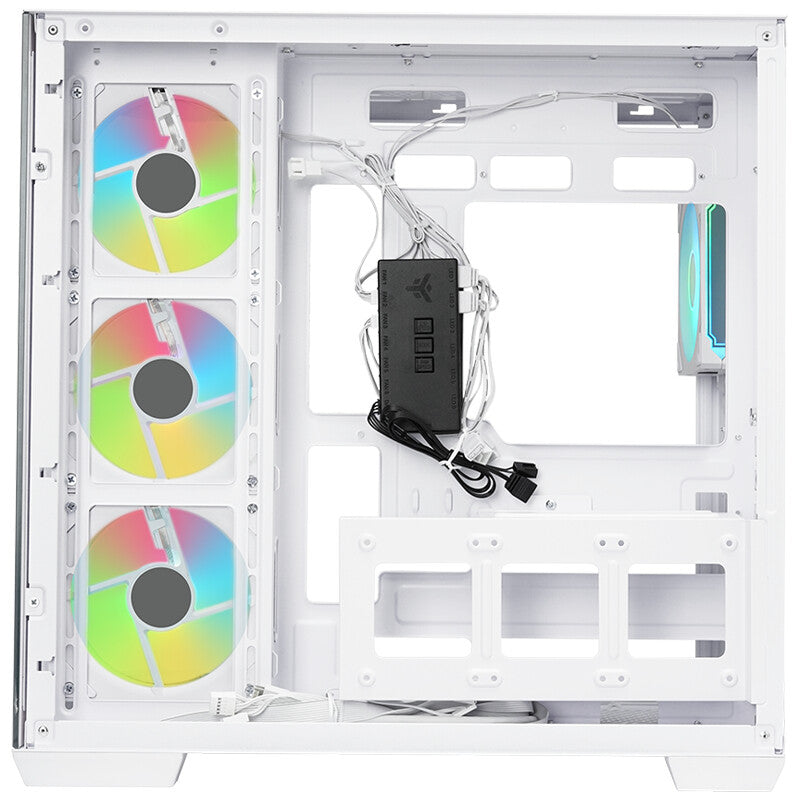 Case DARK CAVE AKU - Gaming Tower- ATX- 4x12cm ARGB fan- USB3- Type-C- Temp Glass Side & Front Panel- White Edition