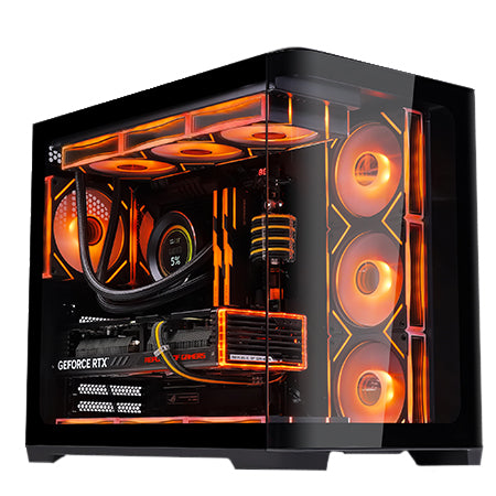 Case DARK CAVE CURVED - Gaming Tower- ATX- 4x12cm ARGB fan- 2xUSB3- Type-C- Curved Temp Glass Side & Front Panel