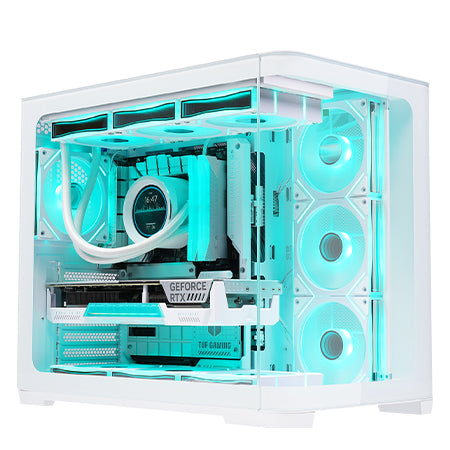 Case DARK CAVE CURVED - Gaming Tower- ATX- 4x12cm ARGB fan- 2xUSB3- Type-C- Curved Temp Glass Side & Front Panel- White Edition