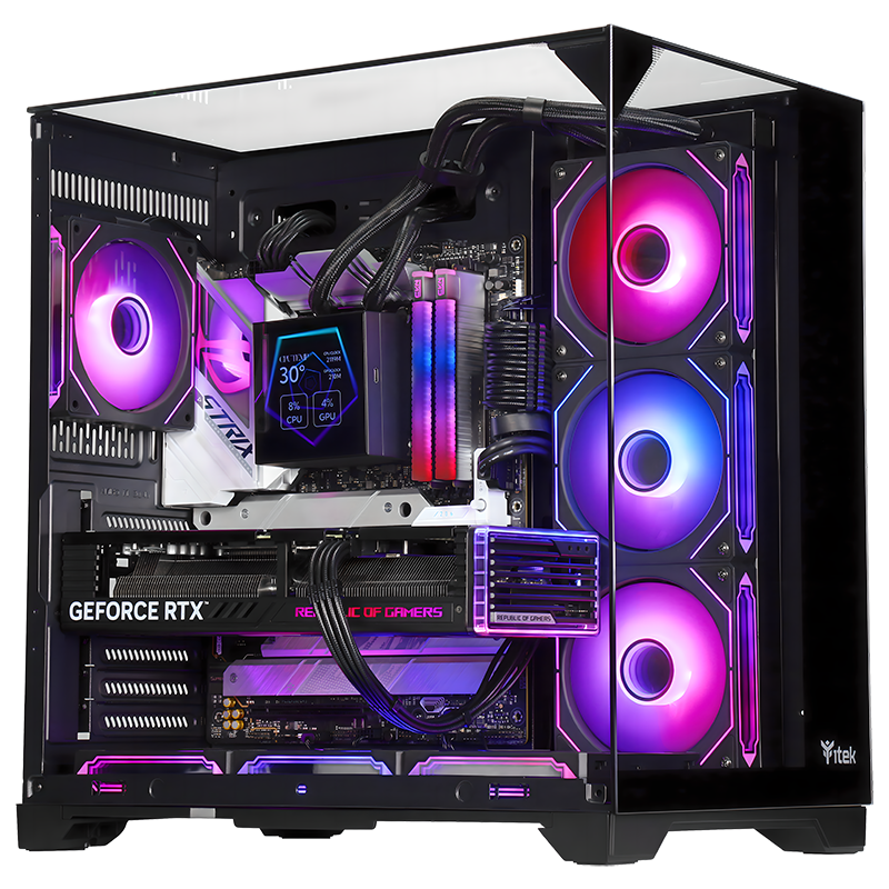 Case DARK CAVE PANO - Gaming Tower- ATX- 4x12cm ARGB fan- 2xUSB3- Type-C- Temp Glass Top- Side & Front Panel