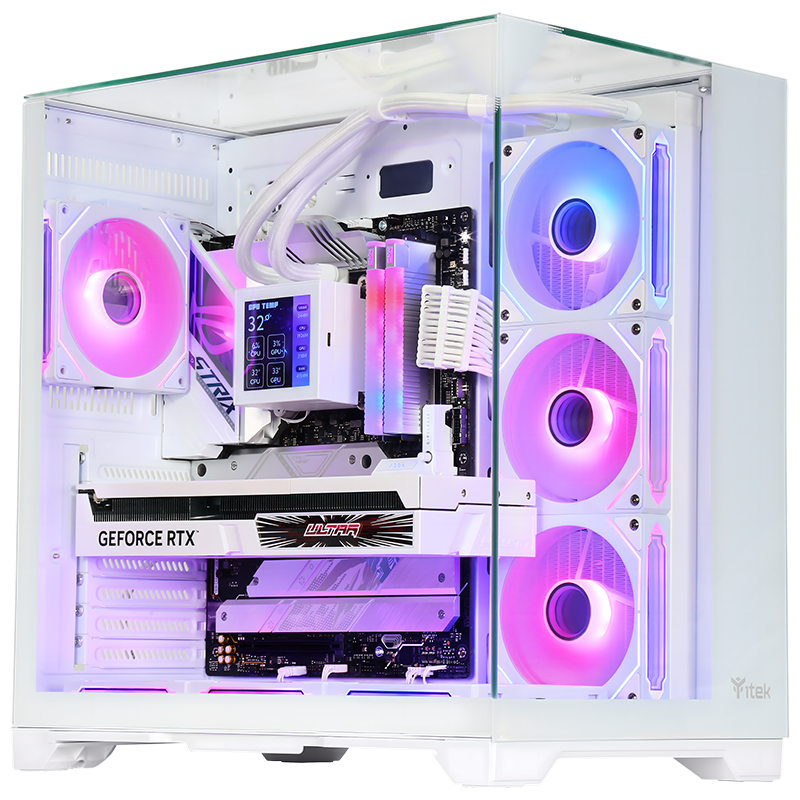 Case DARK CAVE PANO - Gaming Tower- ATX- 4x12cm ARGB fan- 2xUSB3- Type-C- Temp Glass Top- Side & Front Panel- White Edition