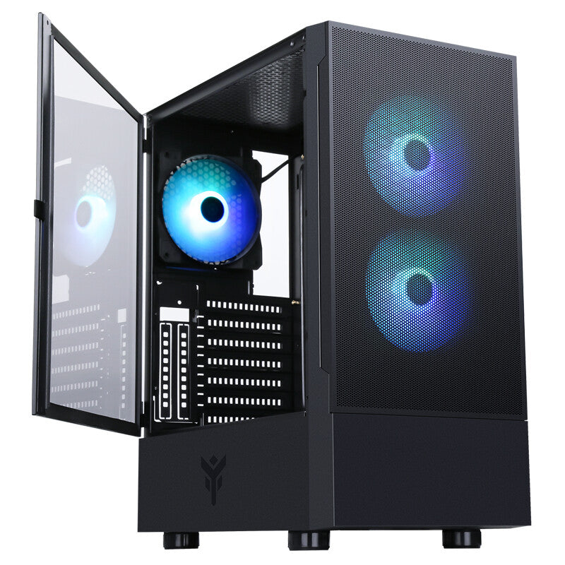 SIISBE 3.0 Case - Gaming Middle Tower- 3x12cm ARGB fan- USB3- Side Panel Temp Glass with hinge