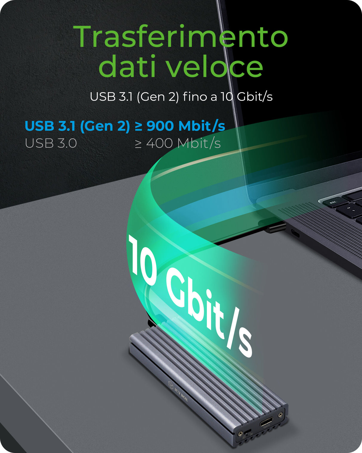 ICY BOX Case esterno per SSD M.2 NVMe con Type-C- 10 Gbit/s