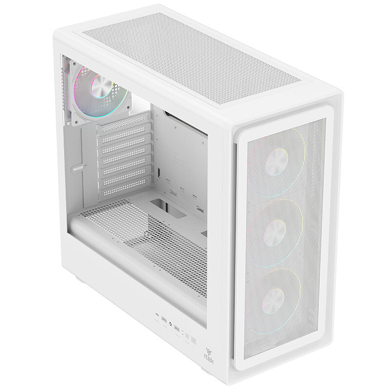 Case MESHCORE 36W - Gaming Tower- ATX- 4x12cm ARGB fan- 2xUSB3- Type-C- Temp Glass Side Panel- White Ed.