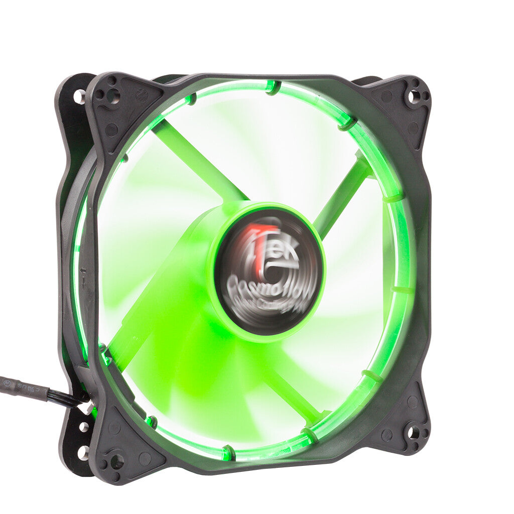 Ventola per case Cosmo Flow - 12cm- LED Verde Circolare- 3+4pin- silenziosa