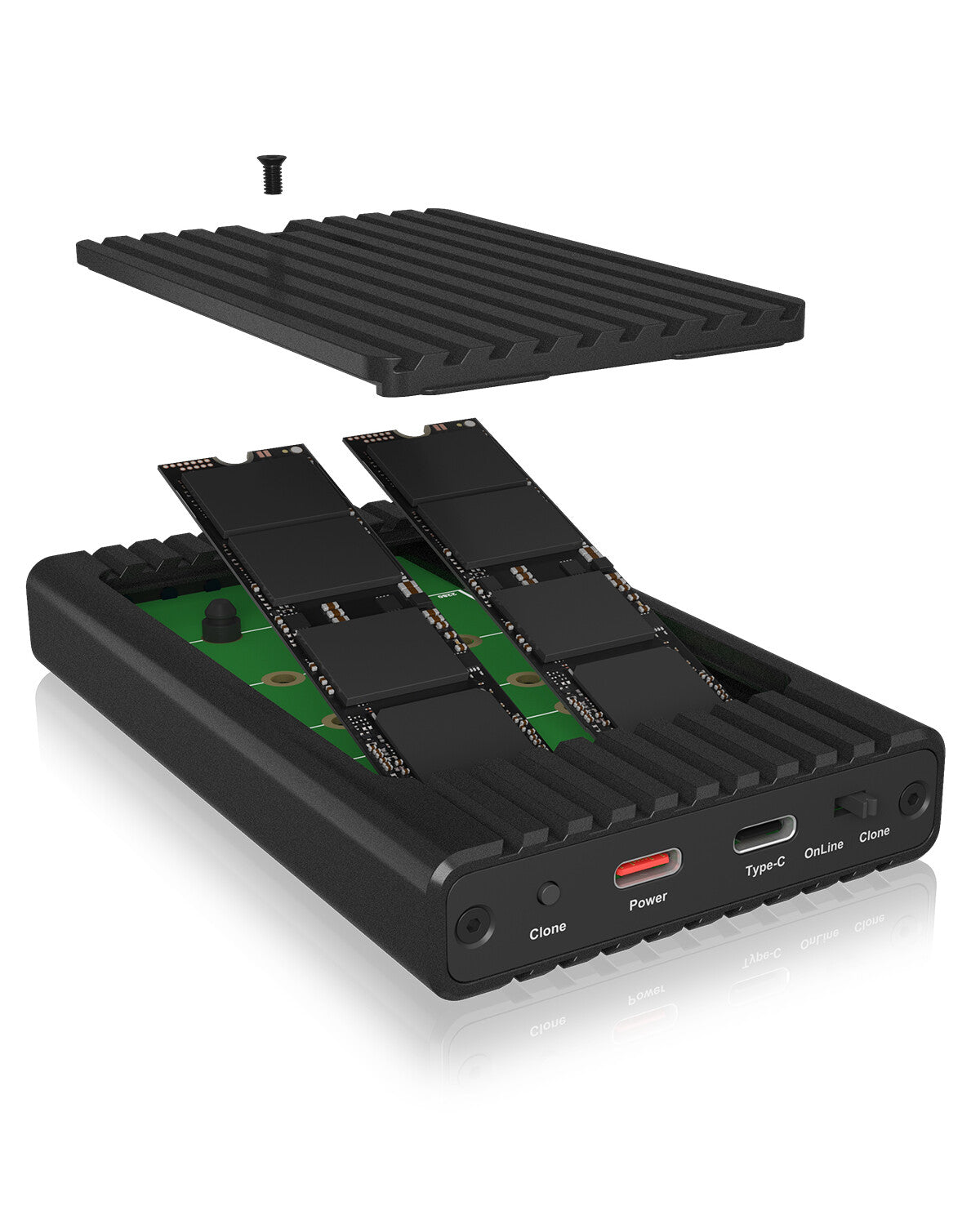 ICY BOX Docking Clone Station- M.2 NVME- USB3.2 Gen2 Type-C/A- Alluminio- Black