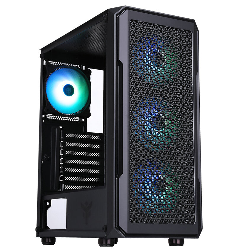 Case SIX TRIANGLE - Gaming Middle Tower- 4x12cm ARGB fan- USB3- Side Panel Temp Glass