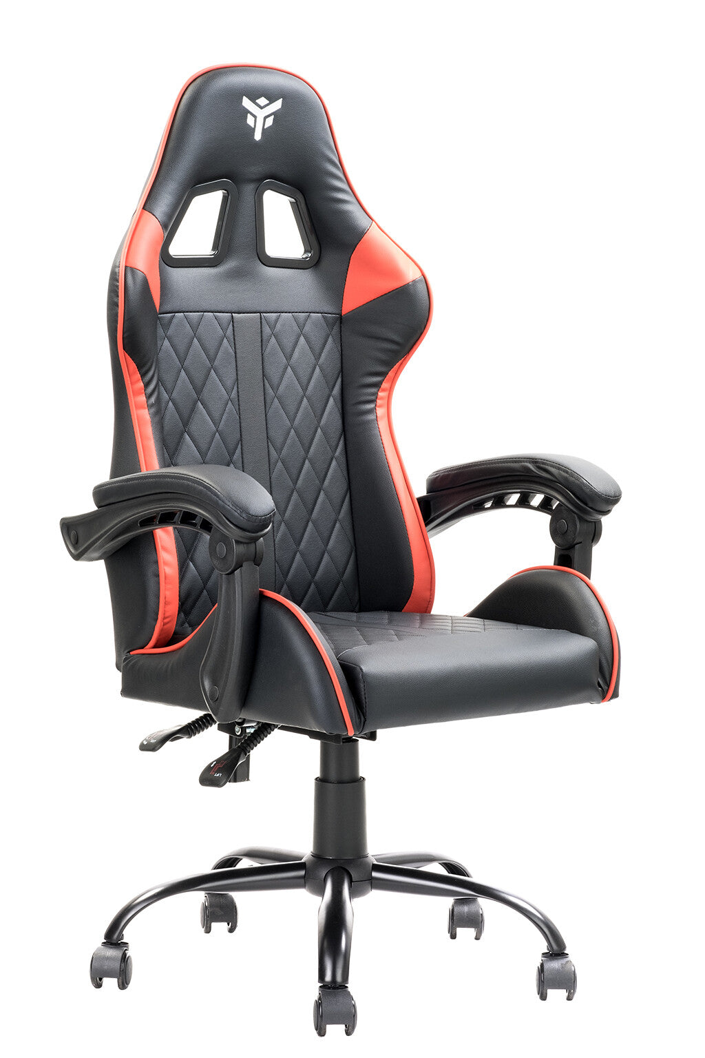 itek Gaming Chair RHOMBUS PF10 - PVC - Double Cushion - Reclining Backrest - Black Red