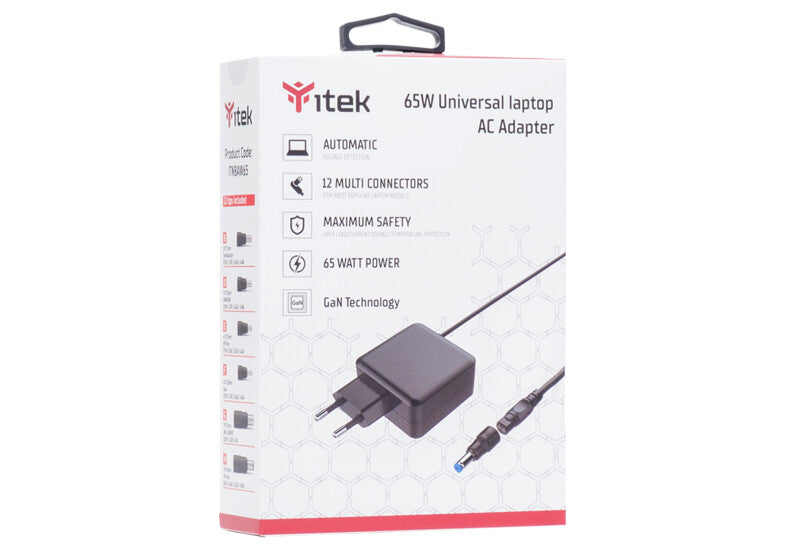 Alimentatore a muro per Notebook - 65W- Tecnologia GaN- Super Slim- 12 connettori