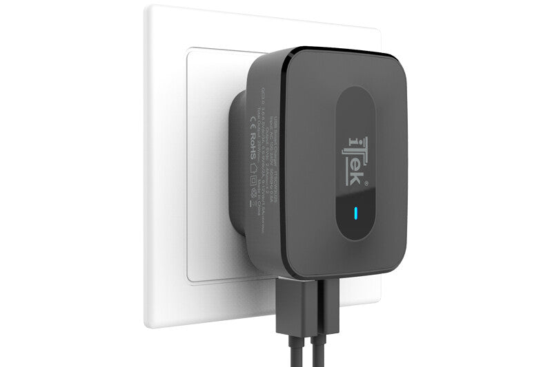Caricabatteria da muro da 25W- 7.8A(2x2.4A- 1x3A) con 3 porte: 2xUSB Smart- 1xQC3.0- Smart IC
