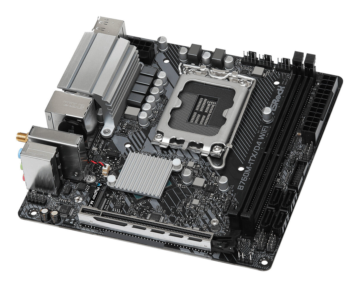 MB Asrock 1700 Intel B760M ITX D4 WIFI- 2xDDR4- 4SATA3- 1xHyper M.2 HDMI DP mini ITX