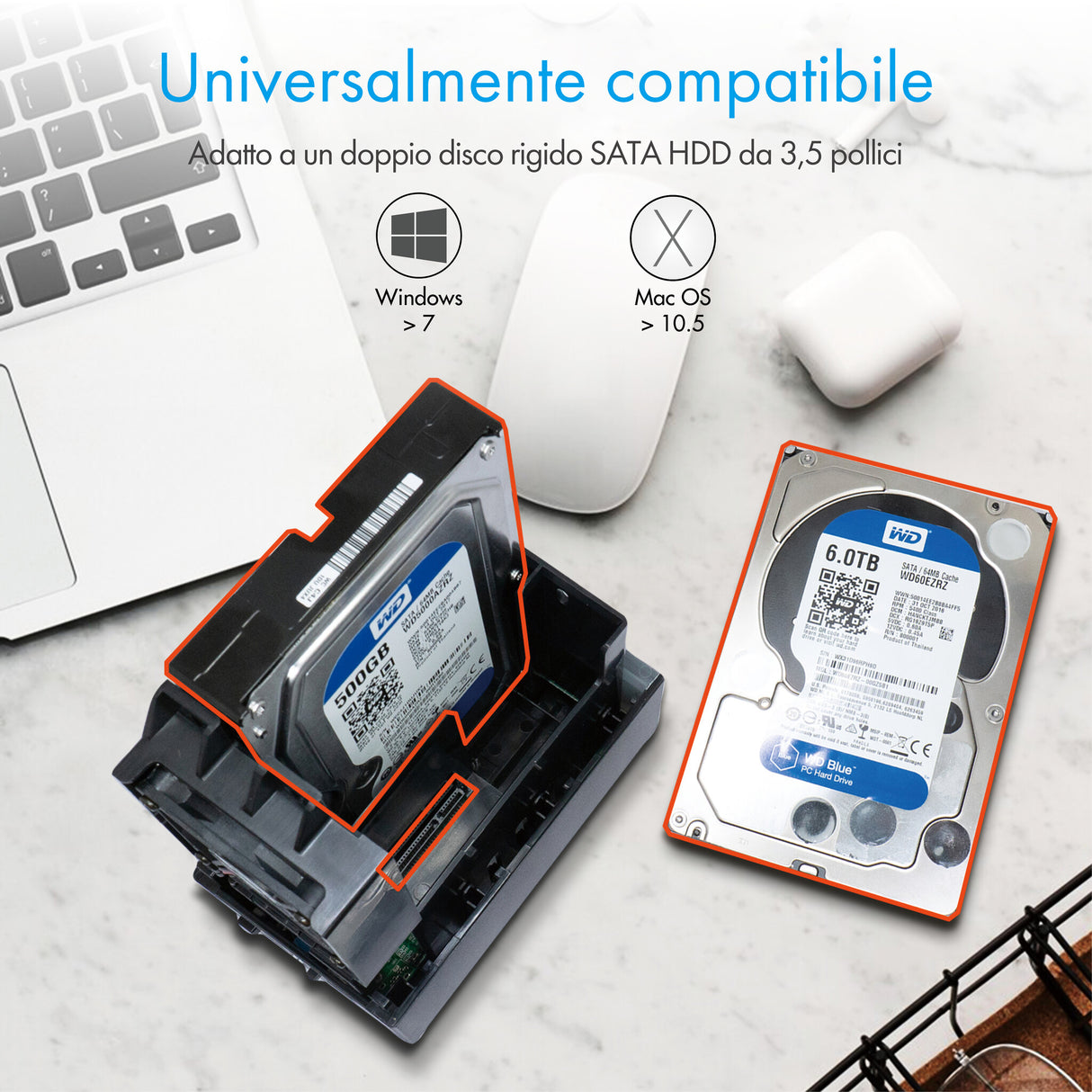 ICY BOX Case External RAID 0/1 Large/Single for 2 HDD3.5"