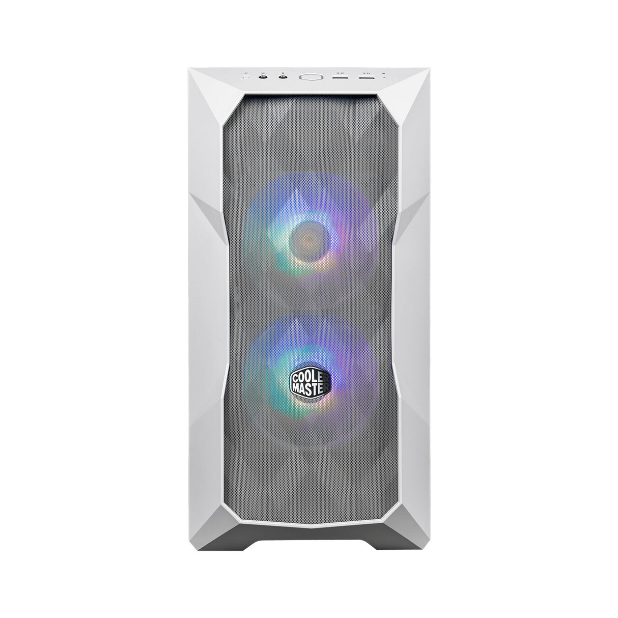 Case MasterBox TD300 Mesh White- 2USB3.2-2xCombo 2.5"/3.5"-2x2.5"-2x120mm SickleFlow PWM ARGB Front Fans-ARGB/PWM Hub-NO PSU