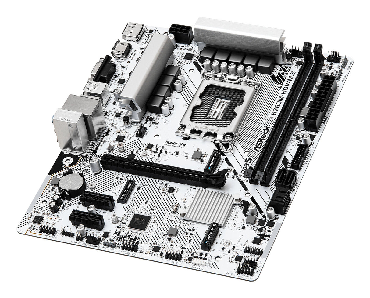 MB Asrock 1700 Intel B760M HDV/M.2- 2xDDR5- 4SATA3- M.2 Gen4 and Gen3- HDMI- DP- D-sub- mATX
