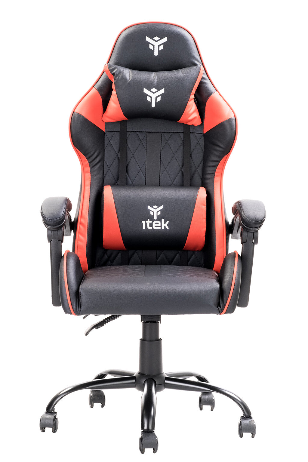 itek Gaming Chair RHOMBUS PF10 - PVC - Double Cushion - Reclining Backrest - Black Red