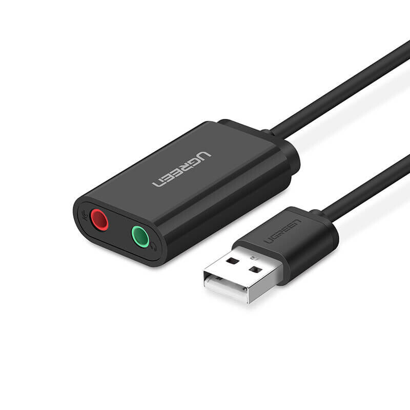UGREEN Adattatore USB 2.0 a 2x3-5mm jack AUX (Cuffie e Microfono)- (Black)