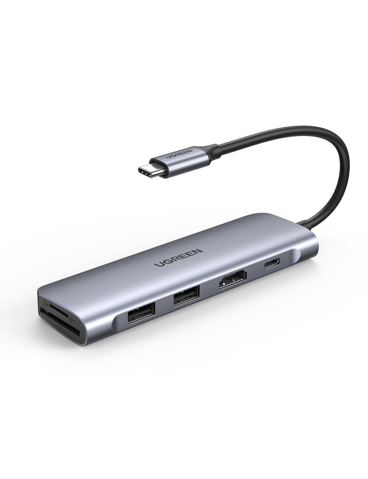 UGREEN HUB USB Type-C- 6 in 1- HDMI 4K- TF/SD- PD 100W- 2xUSB3 (Space Gray)