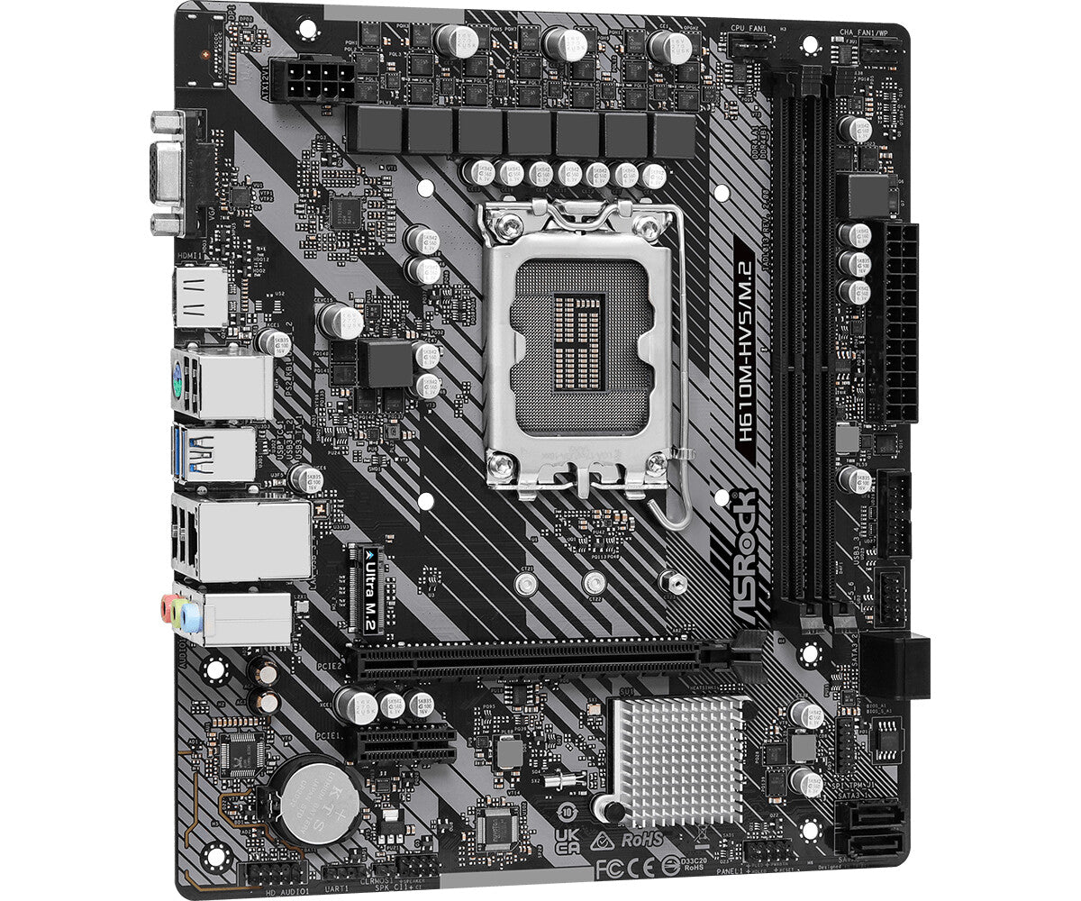 MB Asrock 1700 Intel H610M HVS M.2 R2.0 2xDDR4 4SATA3 HDMI D-Sub MATX
